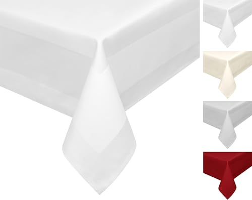 BEAUTEX Damast Tischdecke 100% Baumwolle, 130x190, Weiß, Gastronomie | Kochfest bis 95 °C, chlorfest und strapazierfähig – hochwertige Tischwäsche für Gastronomie, Hotellerie, Events & Feiern