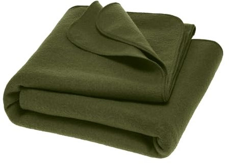 Disana Walk-Decke, 100% Bio-Merinowolle GOTS, IVN Best | 100 x 135 cm, 135 x 200 cm | Tagesdecke, Wohndecke, Wolldecke, Bettüberwurf | Made in Germany | Oliv Gr. 100 x 135 cm