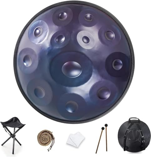 Handpan Drum D-Moll 22 Zoll Stahl 12 Töne | Harmonische Percussion, Klangheilung, Meditation, Yoga