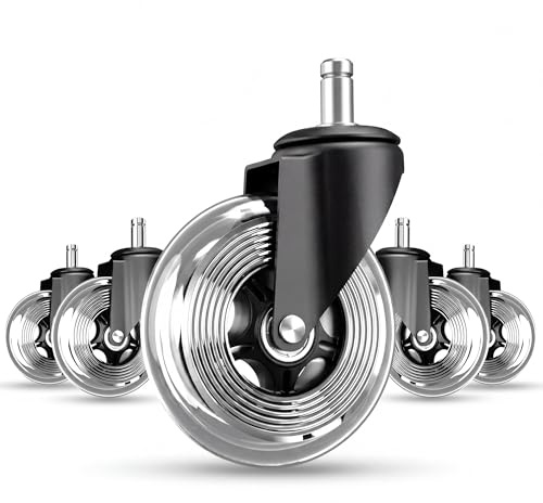 Office Chair Wheels, Set of 5, 3 inch Heavy-Duty Replacement Wheels for Office Chair Easy to Install & Suitable for All Floors, Including Carpet & Wood Best for Desk & Gaming Chair