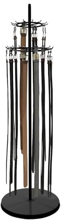 Percha para cinturón de pie con diseño de doble capa, estante de almacenamiento para cinturón con 31 ganchos, estantes de metal de pie para el hogar, tiendas de ropa, tiendas minoristas (negro)