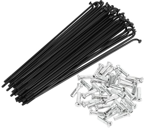 Motoforti 36 Pezzi Raggi Universali per Bicicletta 14G, Raggi per Ruota di Bicicletta, Acciaio al Carbonio, Nero