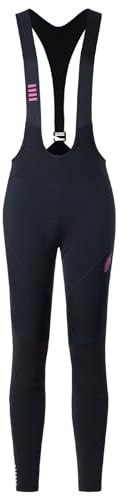 Santic Fahrrad-Trägerhose Damen Lang mit Sitzpolster Thermo Reissverschluss am Unterschenkel Superelastisch Warm Radsport Leggings Schwarz XXL