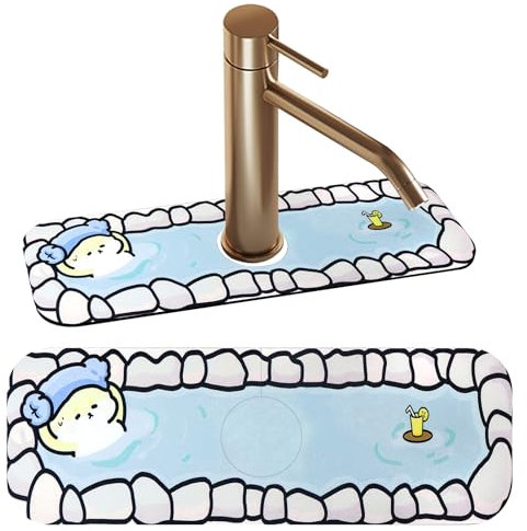 Contour de Robinet Absorbant, Pierre Absorbante Evier, Tapis de Robinet, Tapis Diatomite Cuisine, Dispositifs Anti-éclaboussures D'évier Porte Eponge Plateau en Pierre Absorbant, 38*14*1.5 cm