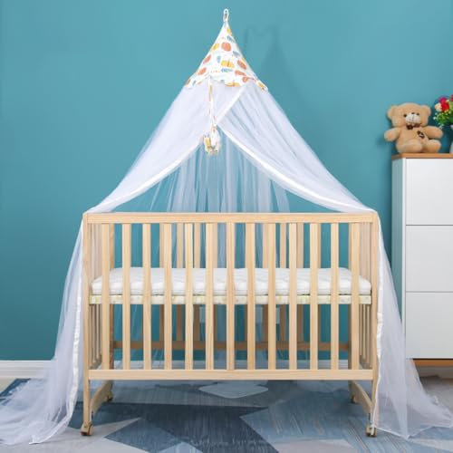 Koomuao Jumuao Betthimmel mit Himmelstange,Betthimmel für Babybett & Wiege,Babybett Himmel,Moskitonetz für Babybett Stubenwagen Babywiege Kinderbett,Babyzimmer Deko (Kürbis)