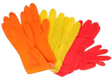 QUMIIRITY 3pairs Marigold Gloves Medium Latex Cleaning Gloves Kitchen for Food Prep Dish Washing