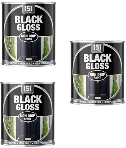 PEBBLE HUG Black Gloss Non-Drip Paint, Quick-Drying and Versatile, Perfect for DIY Projects, Renovations, Ideal for Wood, Metal, Indoor or Outdoor Surfaces, 300ml, (3 Pcs)