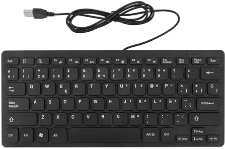 Sonew Mini Tangentbord Trådbundna 78 Tangenter Språk Ultra Tunn Tangentbord Plug and Play Stänk Bevis USB Kompakt för Engelska Tvåspråkiga Användare (Spanska Qwetz -layout)