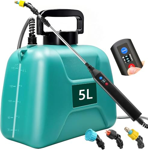 5L/8L 3 Levels Electric Garden Sprayer for Indoor Outdoor Plant, 2-3hrs Working Time Rechargeable Garden Sprayer, 23.6 Extendable Telescopic Wand Pump Sprayer with 3 Mist Nozzles (5L)