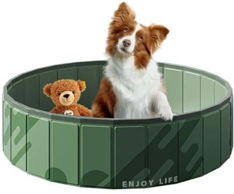 PVC Foldable Pet Pool Portable Dog Bathing Tub Outdoor Swimming Pool for Dogs Cats Easy Storage Lightweight Durable (Green, S（80cm*20cm）)