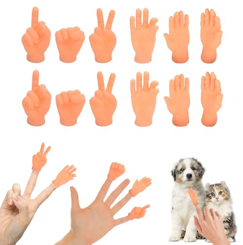 LIUYIDM 12 Stück Kleine Hände Fingerpuppen Mittelfinger Mini Hände | für Finger Fingerpuppe Lustiges Set Enthält Mittelfinger Tiktok Spiel Streich Spielzeug für Haustiere Spiele Party