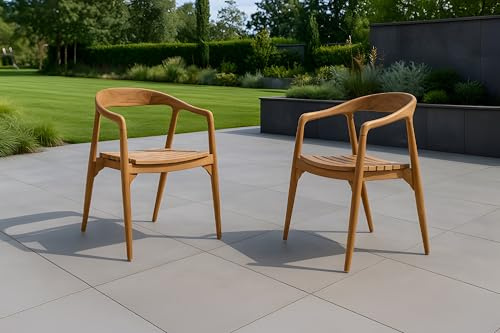 SAM 2er Set Gartenstuhl Sally 58x50x78 cm, Teakholz massiv, Gartensessel | Stapelbarer Outdoor-Holzstuhl mit Armlehnen für Garten, Balkon & Terrasse