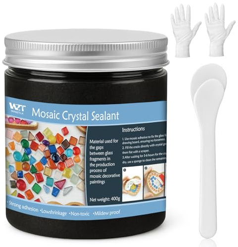 WAN2TLK Black Mosaic Crystal Grout 400g, Mosaics Tile Tools, Mosaic Tiles Grout for Crafts, No Water Needed, Direct Caulking, Essential for Handmade Grouting, for All Surfaces
