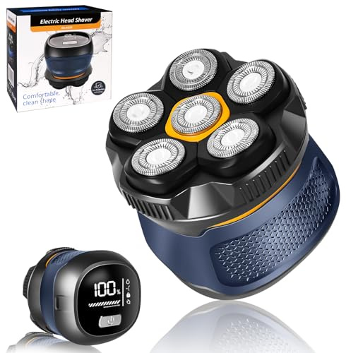 LURICO Rasoir de Tête Chauve Homme avec 6D Têtes Flottantes, IPX7 Étanche pour Douche, 180 Min Autonomie - Tondeuse Électrique Crâne Homme Chauve, Usage Sec/Humide à Domicile & Voyage