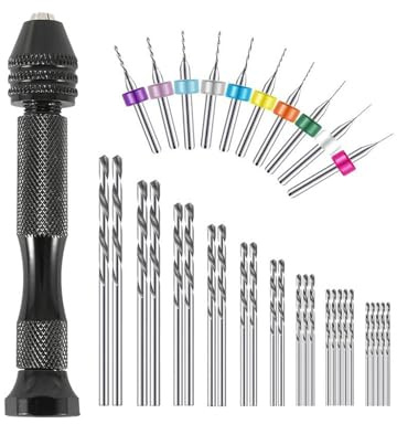 Mandouer 36pcs Pin Vice Hand Drill Set with HSS and PCB Small Drill Bits | Mini drill with 0.5-3.0mm HSS and 0.3-1.2mm PCB drill bits for jewellery making, resin crafts, model building, DIY projects