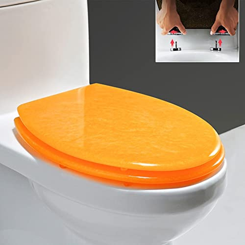Abattant WC à Paillettes, Fermeture Douce, avec charnières réglables à 360° et à dégagement Rapide, Fixation par Le Haut ou par Le Bas, Facile à Installer et à Nettoyer, Ovale à Paillettes,