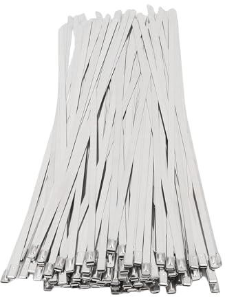 FTVOGUE Bridas de Metal, 100 Piezas de Bridas para Cables Autoblocantes de Acero Inoxidable 304, Resistentes para Maquinaria, Jardinería Automotriz, 250 Mm de Longitud, Capacidad de Carga de 198