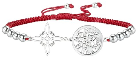 VASSAGO Pulsera de nudo de bruja Tetragrammaton Pentagrama Pulsera Celta Nudo Colgante Nombre de Dios Cuerda Trenzada Ajustable Protección Brujería Joyería Pagana para Mujer y Hombre