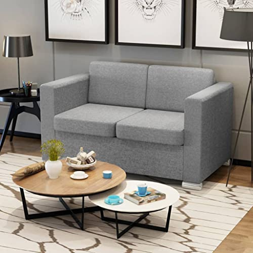 HETFTJN Zweisitzer Sofa Hellgrau 137 x 73 x 78 cm mit abnehmbaren Bezügen Modernes Design Robust und Langlebig für Wohnzimmer Büro Jugendzimmer kleine Räume