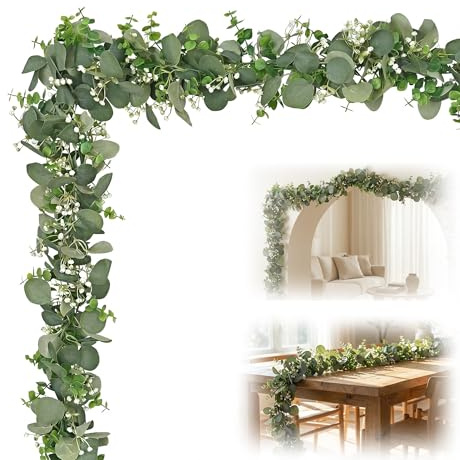 Eucalyptus Garland, Ivy Garland, 180cm | Realistic Appearance, for Weddings, Parties, and Home Decor