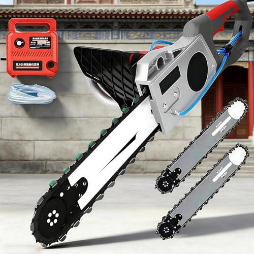 lealovengzh Electric Concrete Saw, 5800/6500w 13.8/18.9 in Concrete Chainsaw,Power Tile & Masonry Saws with 2 Diamond Chains/2 Guide Plates, 6000rpm,Wall Chaser for Granite Reinforced Concrete 480