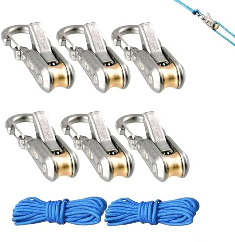 Tenditore a rullo per corda con fibbia di bloccaggio, tendicavo a cricchetto resistente e regolatore paracord con moschettone, fissaggio sicuro per teloni da campeggio, nautica e attrezzatura