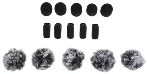 GLEAVI 10 Stück Windschutz Schwamm Flauschabdeckung für Drahtlose Lavalier Mikrofone Kleiner Windschutz mit Clip Winddichte Mikrofonabdeckung für Interviews Outdoor und Live Aufnahmen