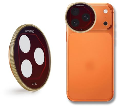 Filtre CPL avec anneau adaptateur magnétique - Compatible avec iPhone 17 Pro (orange cosmique)
