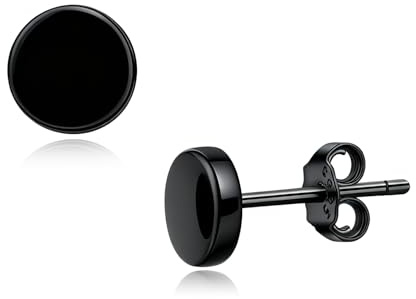 Cangall Ohrstecker Silber 925, 925 Sterling Silber Flach Ohrringe Stecker | Hypoallergen 4/5/6/10mm Klein Runde Schwarze Ohrstecker Helix Tragus Piercing Schwarz Ohrringe für Herren Damen Mädchen