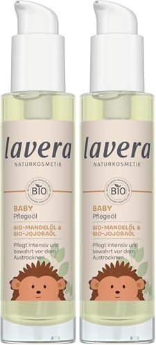 lavera Baby Pflegeöl - hautberuhigend und nährend - feuchtigkeitsspendend - ohne Duft- & Konservierungsstoffe - vegan - Naturkosmetik - 100 ml (Packung mit 2)