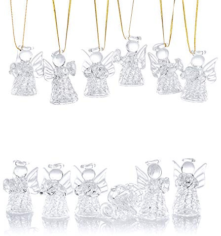 NUPTIO Mini klares Glas hängende Engel Weihnachtsbaum Ornamente, Weihnachten Saison Urlaub Dekorationen hängen Ornamente
