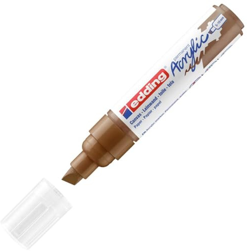 edding 5000 Acrylmarker breit - haselnuss - 1 Acrylstift wasserfest - breite Keilspitze 5-10 mm - Acryl Farben zum Malen auf Leinwand, Malpapier und Holz - Acrylstifte für Steine