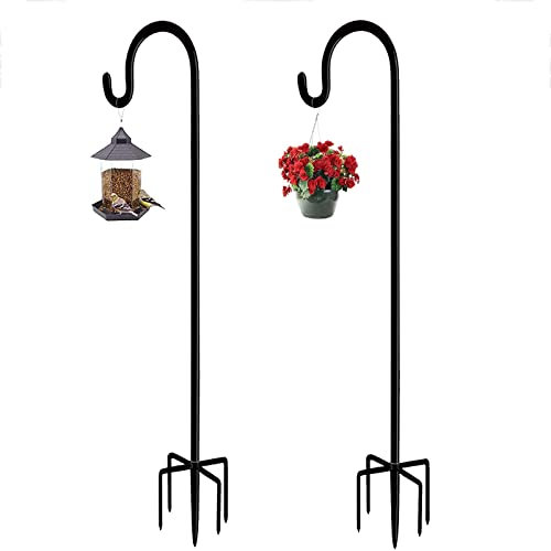 ZQX Crochet de Berger, 2 Crochets en Métal pour Mangeoire Oiseaux Exterieur, 96cm Crochets de Jardin Résistants à la Rouille avec 5 Griffes pour Lampes Solaires, Paniers de Plantes, Boules de Fleurs
