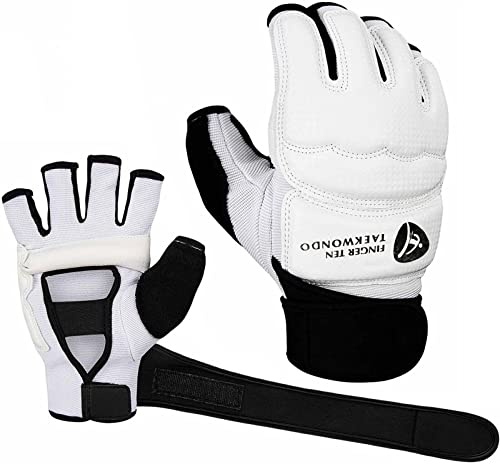 MMA Handschuhe Männer Kinder Damen Boxhandschuhe Gloves Punchinghandschuhe mit Bandagen Professional Boxen Training Sandsack Boxsack Taekwondo Muay Thai Boxing Sparring Kampfsport (Weiß, L)