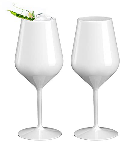 Doimoflair calice da vino in plastica spumante bicchiere riutilizzabile aperitivo infrangibile bianco 47 cl. Set 2 pezzi.