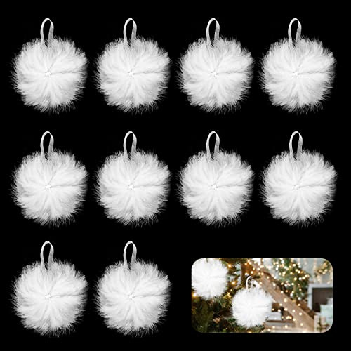 JINXIAN 10 Pcs Weiß Feder Anhänger Christbaumschmuck Weihnachts Dekoration