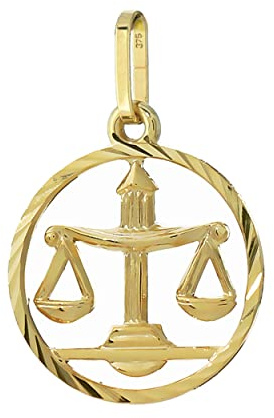 NKlaus Kettenanhänger Waage Sternzeichen 375 Gelb Gold 9 Karat 15mm Horoskop Zodiak 13336
