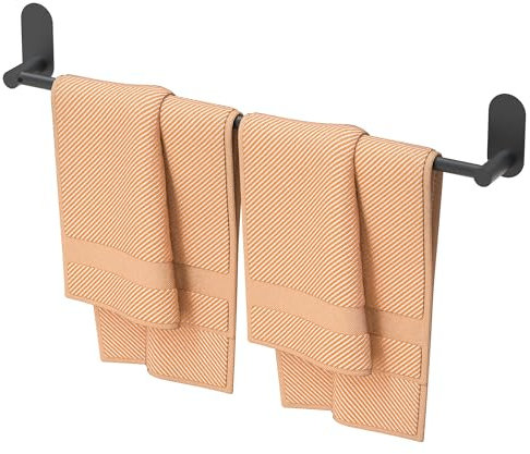 HITSLAM Handtuchhalter Bad ohne Bohren Schwarz Matt 60 CM, Badezimmer Handtuchhalter Edelstahl SUS304 Handtuchstange, Moderne Wohndekoration Badetuchhalter Handtuchhalter Selbstklebend