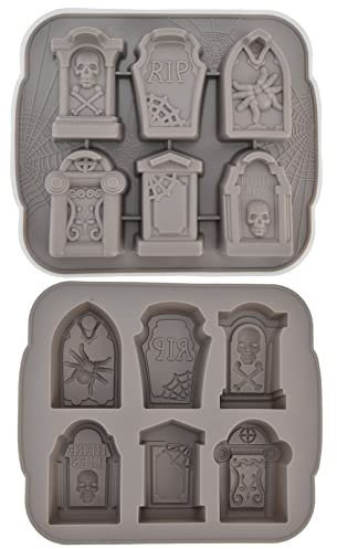 Alvinlite Eiswürfelform Silikon 6 Fach Grabstein Silikonform, Eiswürfel Form Eiswürfelbehälter Ice Cube Tray für Bier Cocktails Whisky