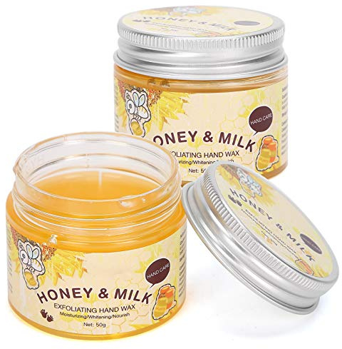 Feuchtigkeitsspendende Handmaske Mit Milch und Honig, Nährend und Peeling, Für Trockene Und Rissige Hände, Hautpflege mit Hyaluronsäure, Paraffinbasierter Handwachs, 150g