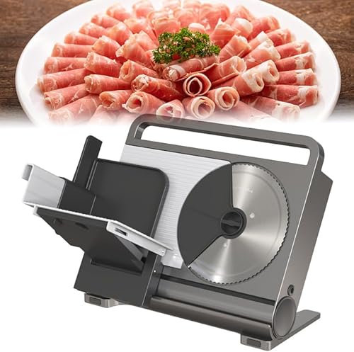 CYTBEK Electric Meat Slicer Machine, 200W Electric Folding Deli Food Slicer, with Removable Stainless Steel Blade and Food Pusher, 0-15mm Thickness Adjustment, for Meat, Cheese, Bread