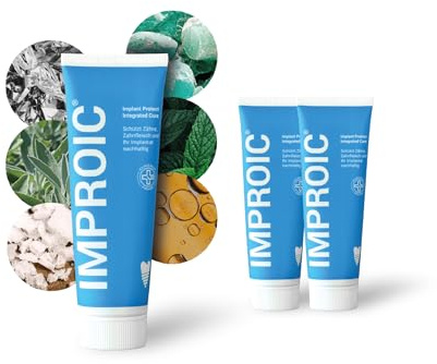 IMPROIC Zahncreme für Zahnimplantate (3er Pack) | Mit medizinischem Mikrosilber & funktionalen Naturstoffen | Schützt Zähne und Zahnimplantate effektiv für Entzündungen