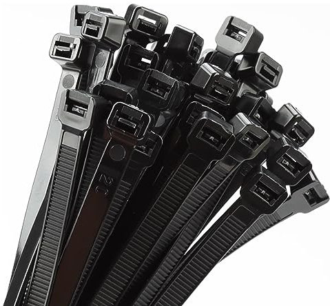 Armpow 50pcs 600mm x 9mm Long Heavy Duty Cable Tie Wide UV Resistant 80 KG Tensile Strength for HVAC Outdoor Construction,Ultra Strong Self Locking Extra Long Zip Tie Wraps(9mm x600mm -50pcs, Black)
