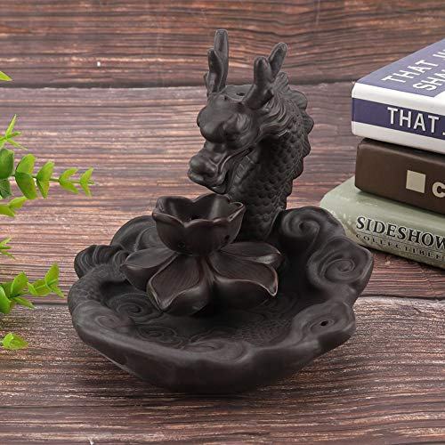KIMISS Alanx Backflow...Brenner, Drache, Tägliche Dekoration, Räucherdrache, Räucherwasserfall, 20 X 19 X 19 cm, Keramik-Räucherstäbchen, Rückfluss-Räucherstäbchen-Dekoration, Ornament