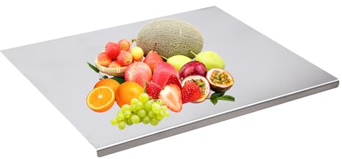 Fukamou Planche à découper en Acier Inoxydable avec Rebord - Protection de Plan de Travail - Tapis de découpe pour pétrir la pâtisserie, la Viande, Les légumes,