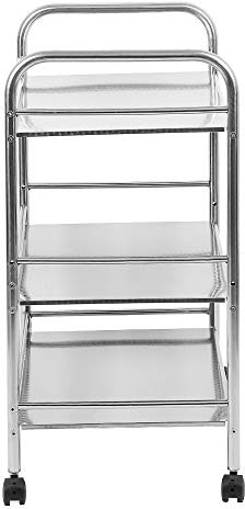 Carro de almacenamiento de cocina de 3 niveles, de acero inoxidable, carrito de servicio rodante con rueda de bloqueo para cocina, hoteles, restaurantes y hogares de cuidado-61*36*75 cm-plata