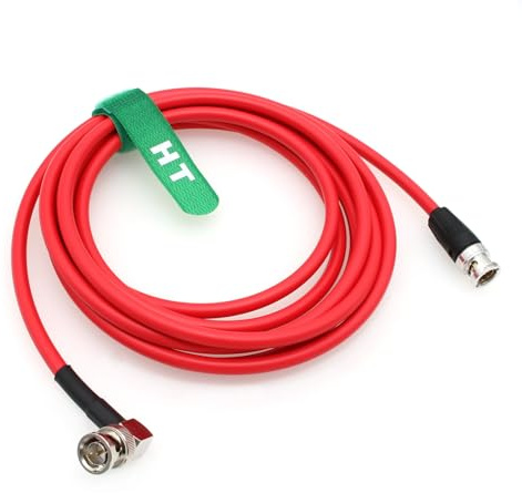 HangTon Câble Vidéo Coaxial Sdi Raw 12G 4K Bnc Vers Bnc Canare Lv - 61S 75 ohm Pour Moniteur D'Appareil Photo Flex Shield 10M Rouge À Angle Droit
