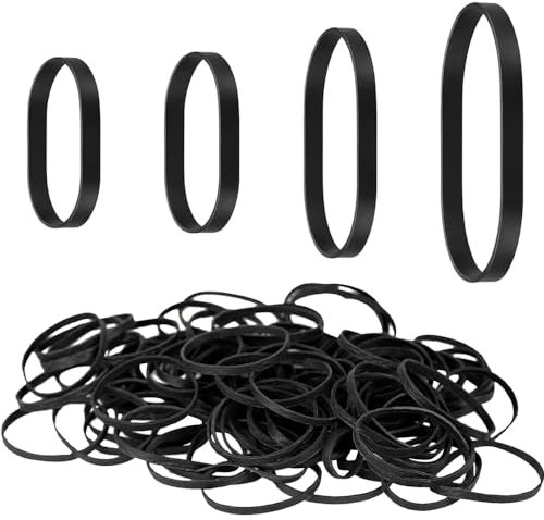 100 Stück Gummibänder Schwarz, Schwere Gummibänder, Extra Breite Gummiringe, Elastische Gummiband für Camping Industrielle Haushalt, 4 Größen