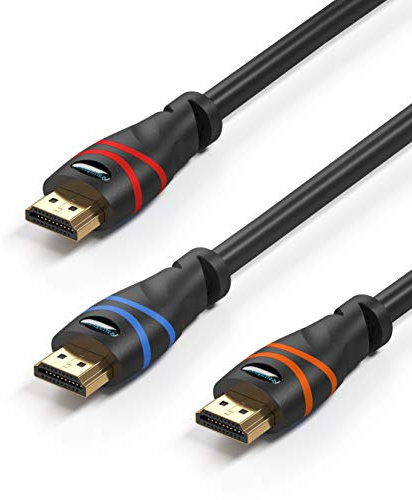 BlueRigger 8K HDMI Cable (3M - 3 Pack, 8K 60Hz HDR, 4K 120Hz, High Speed 48Gbps with Ethernet, eARC, 3D, HDCP 2.3) - Compatible with PS5, Xbox, Roku, Apple TV, Switch, PC