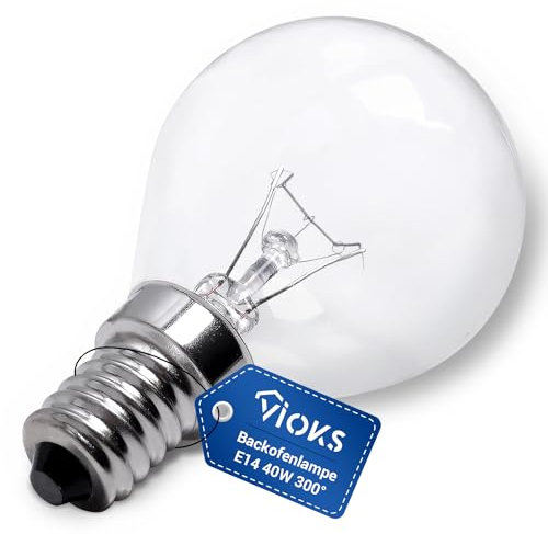 VIOKS Backofenlampe 40W 300 Grad E14 230V 45mmØ 77mm - E14 Glühbirne für Neff Bosch Backofen Kühlschrank Mikrowelle Dunstabzugshaube